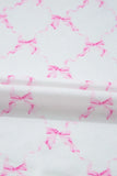Bow Print Lettuce Trim Round Neck Top and Shorts Lounge Set Lingerie & Nightwear