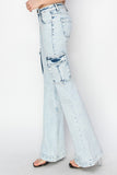 RISEN Full Size High Rise Cargo Flare Jeans 