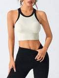 Contrast Trim Round Neck Active Tank 