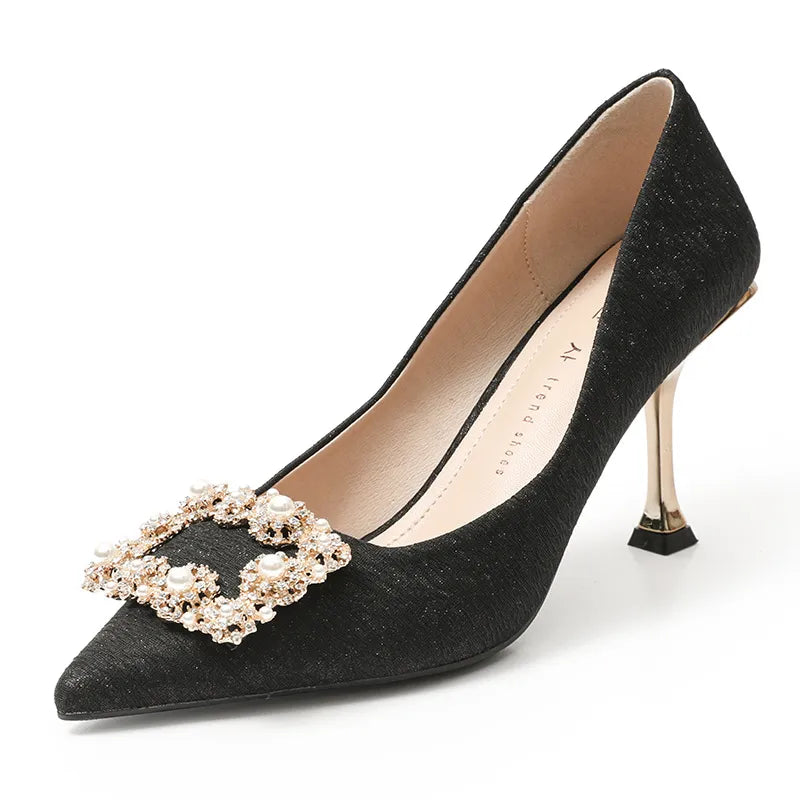 Point Toe Flare Heels Pumps 