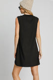 Umgee Round Neck Sleeveless High-Low Curved Hemline Mini Dress 