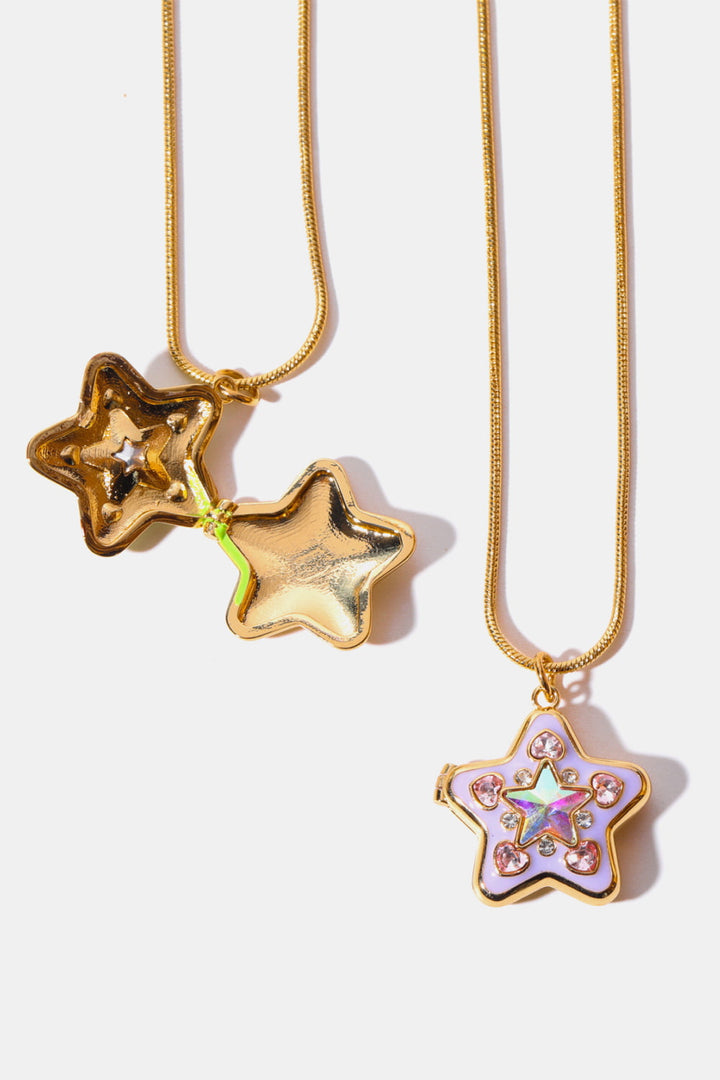 Rhinestone Decor Star Box Pendant Necklace 