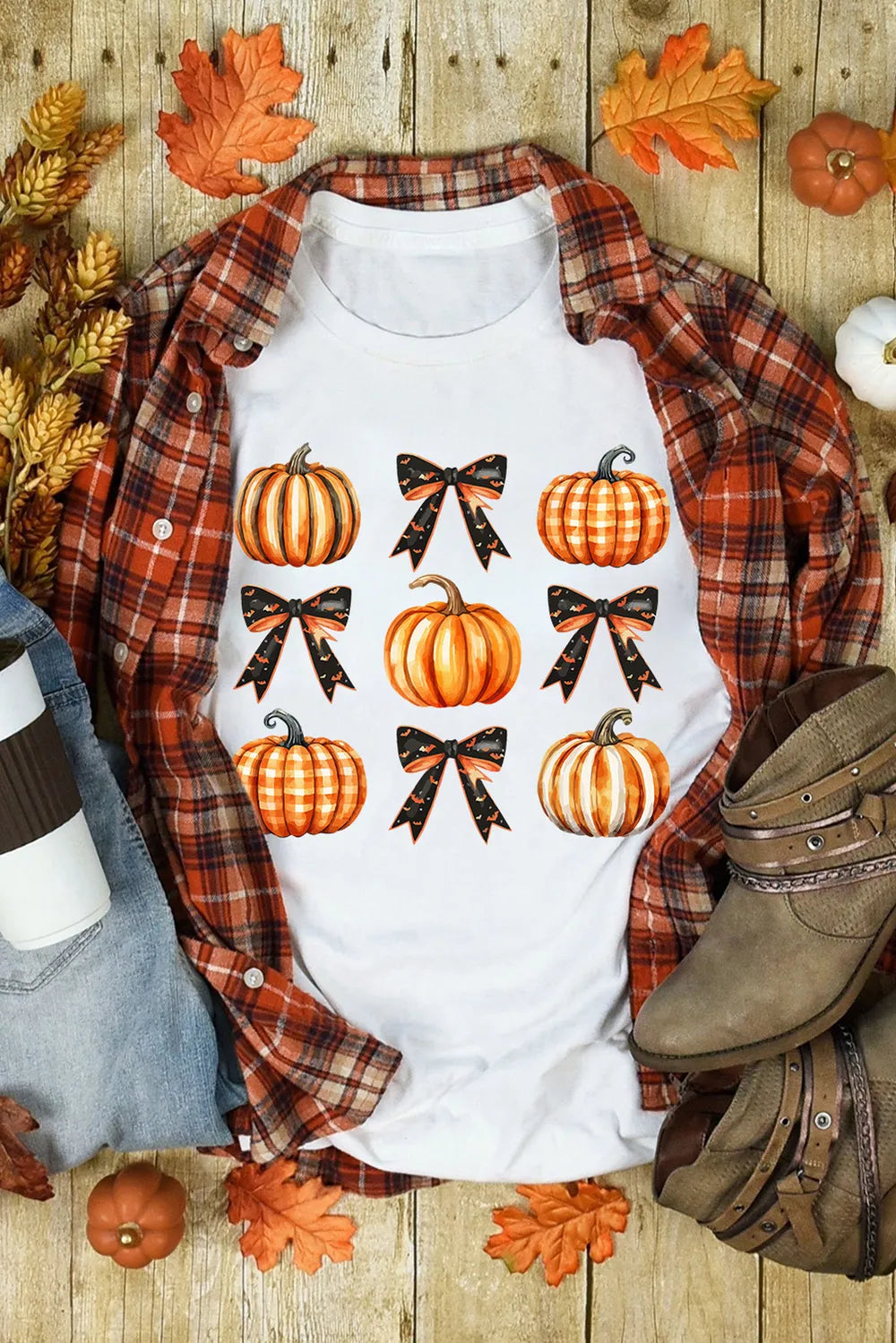 Pumpkin Round Neck Short Sleeve T-Shirt 