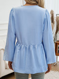 Devine Tied Striped Long Sleeve Blouse 