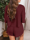 Waffle Knit Top and Shorts Lounge Set Lingerie & Nightwear