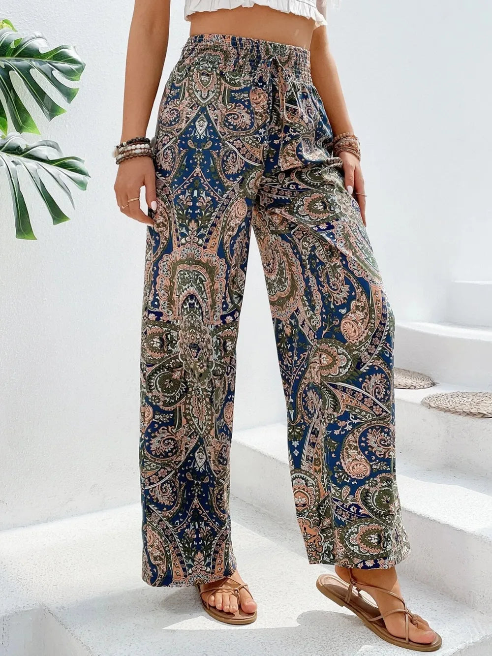 Printed Wide Leg Pants 