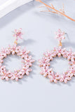 Rhinestone Flower Dangle Earrings 