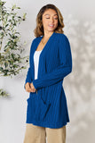 Basic Bae Full Size Ribbed Open Front Cardigan with Pockets 