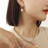 Gold-Plated Titanium Steel Pearl Earrings 