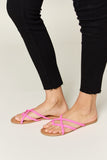 WILD DIVA Crisscross PU Leather Open Toe Sandals 
