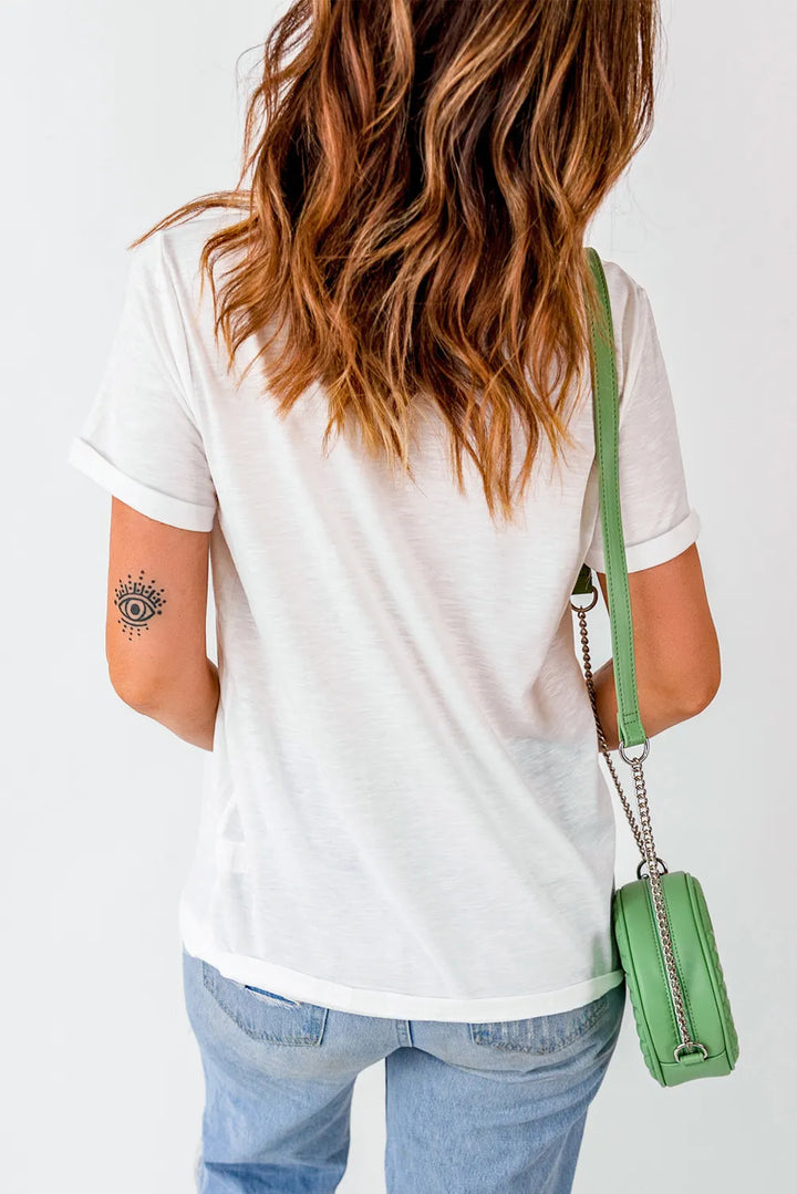 Sequin Pumpkin Round Neck Short Sleeve T-Shirt 