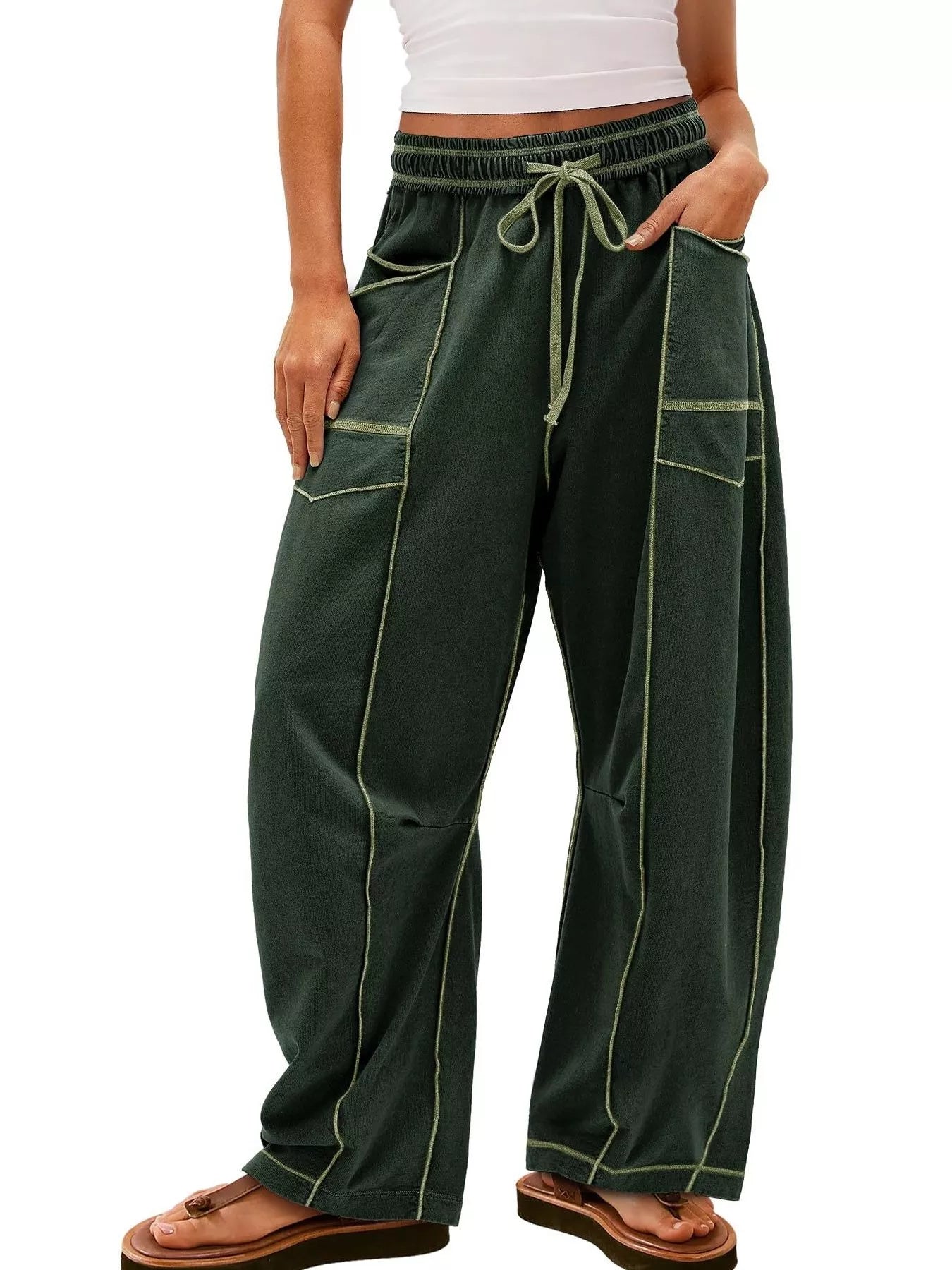 Drawstring Wide Leg Pants 