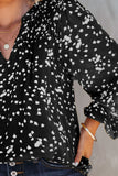 Plus Size Notched Neck Smocked Blouse 