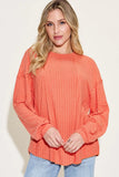Basic Bae Full Size Ribbed Round Neck Long Sleeve T-Shirt Sweaters & Cardigans