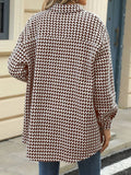 Houndstooth Button Up Long Sleeve Coat 