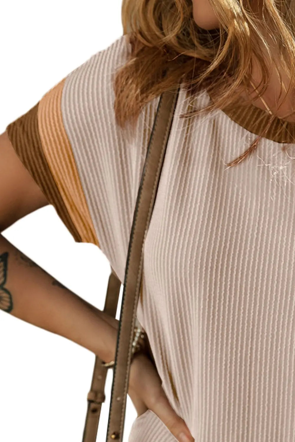 Textured Round Neck Short Sleeve Dress 