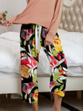 Round Neck Top and Printed Pants Lounge Set Lingerie & Nightwear