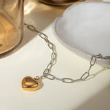 Stainless Steel Heart Pendant Necklace 