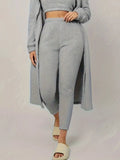 Fuzzy Tank Long Sleeve Cardigan and Pants 3-Piece Lounge Set Lingerie & Nightwear