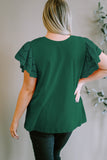 Plus Size Eyelet Round Neck Short Sleeve Blouse 