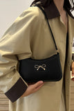 Bow Trim PU Leather Shoulder Bag 