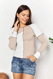 Double Take Color Block Exposed Seam Top 