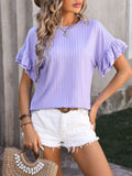 Mandy Ruffled Round Neck Short Sleeve Blouse 