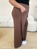 Double Take Full Size Smocked Wide Waistband Wide Leg Pants 