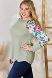 Hailey & Co Full Size Printed Round Neck Blouse 