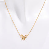 Titanium Steel Bow Pendant Necklace 