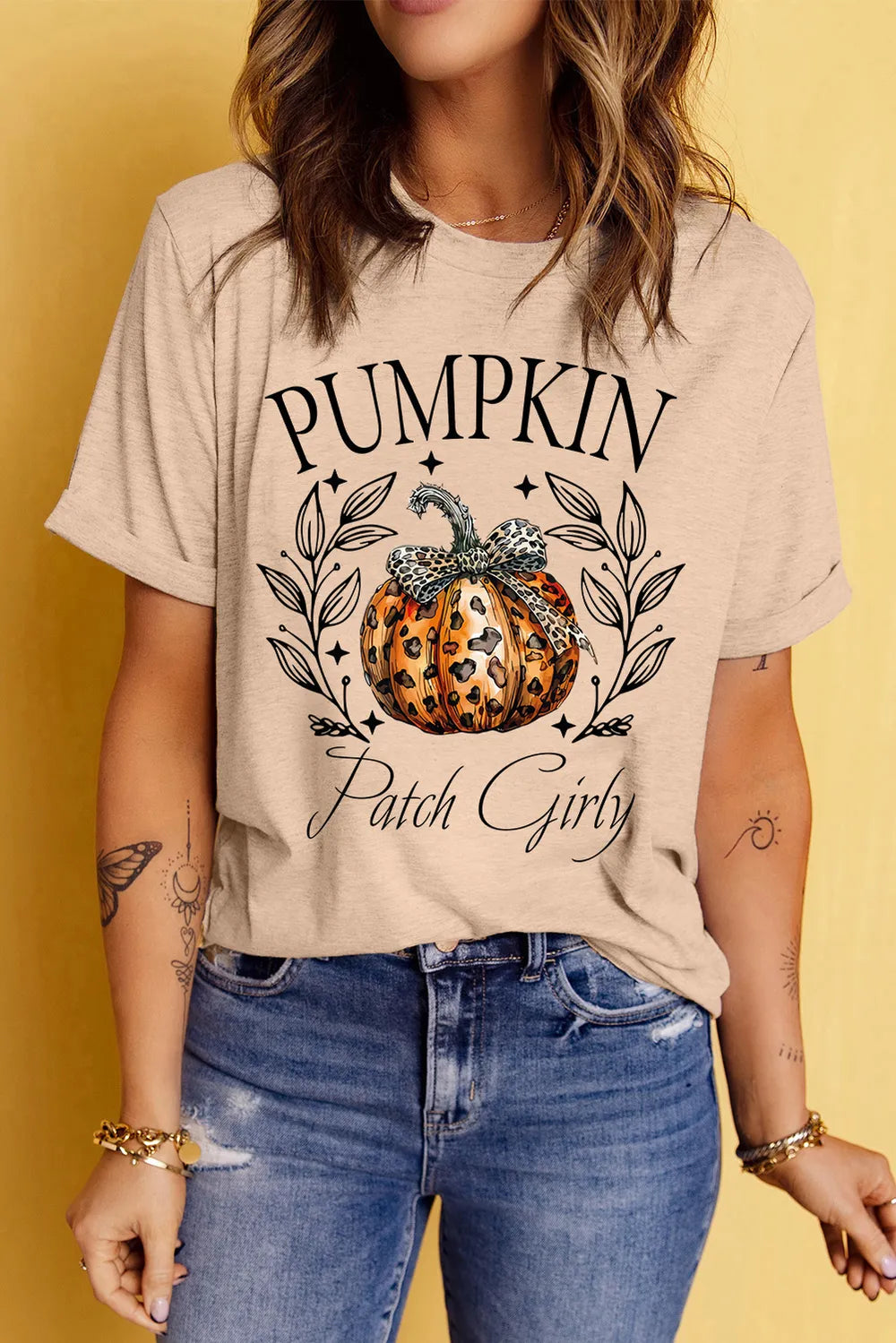 Pumpkin Graphic Round Neck Short Sleeve T-Shirt 