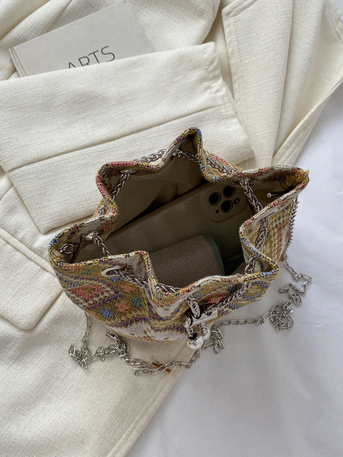 Printed Chain Bucket Bag 