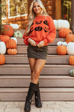 Pumpkin Pattern Round Neck Sweater 