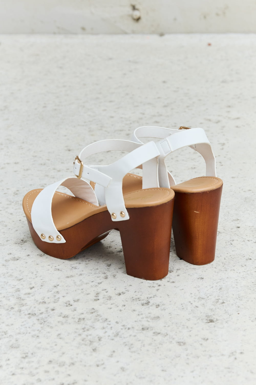 DDK Time After Time Wooden Platform Strap Heels 