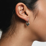 Stainless Steel Heart Lock Drop Earrings 