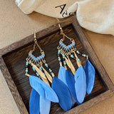 Alloy Rice Bead Dangle Earrings 