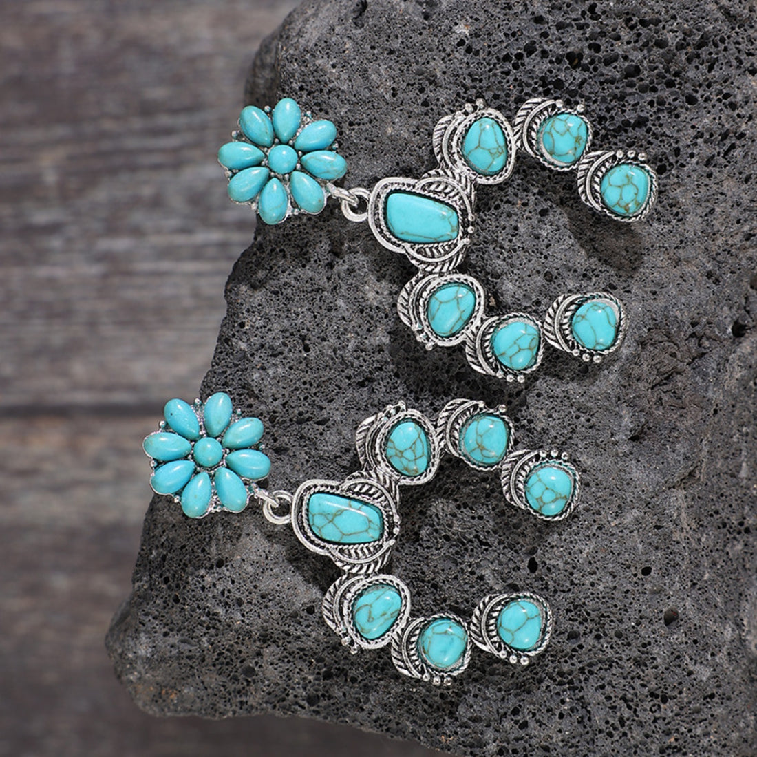 Artificial Turquoise Alloy Dangle Earrings 