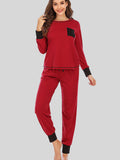 Round Neck Top and Pants Lounge Set Lingerie & Nightwear