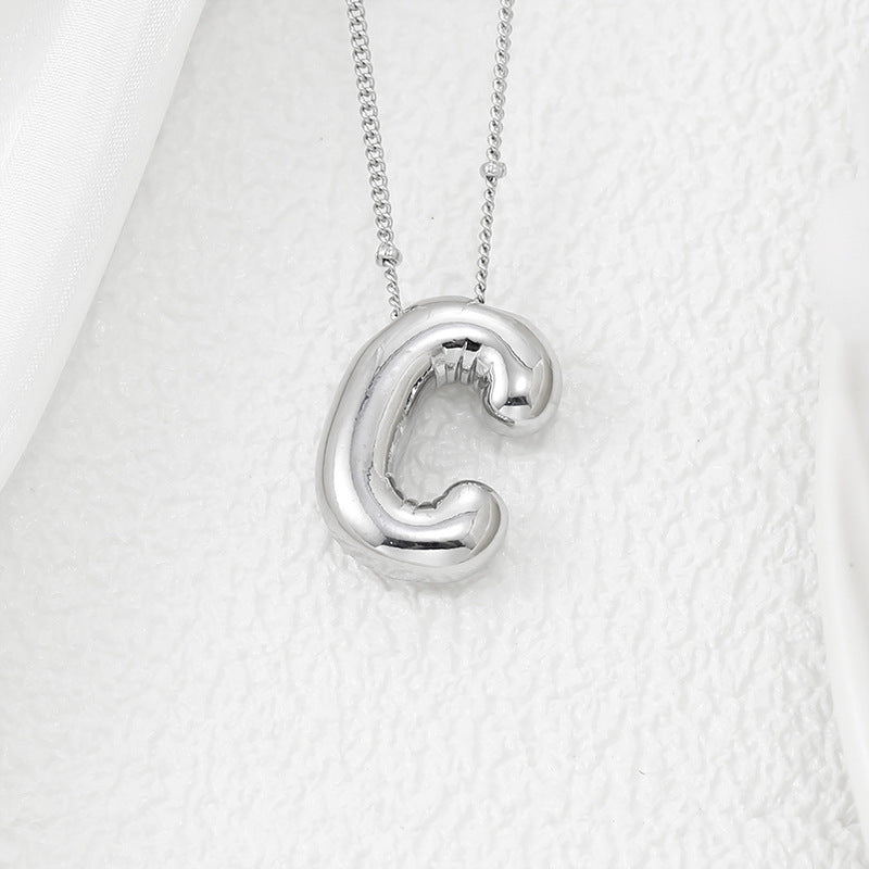 Copper Bubble Letter Pendant Necklace 