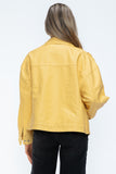 How Dare U Drawstring Hem PU Leather Zip Up Jacket 