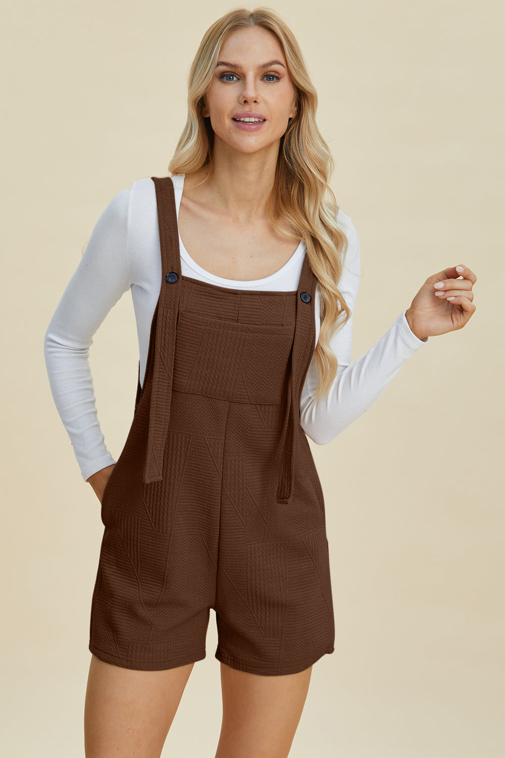 Double Take Full Size Texture Sleeveless Romper 
