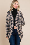 BOMBOM Houndstooth Open Front Cocoon Knit Cardigan 