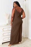 Double Take Full Size Soft Rayon Spaghetti Strap Tied Wide Leg Jumpsuit 
