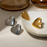 Stainless Steel Heart Stud Earrings 