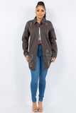 American Bazi Distressed Button Up Long Sleeve Denim Jacket 