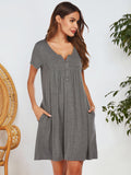Notched Short Sleeve Mini Lounge Dress 