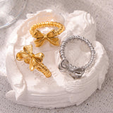 Twisted Titanium Steel Bow Ring 