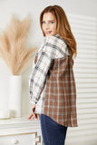 Double Take Plaid Contrast Button Up Shirt Jacket 