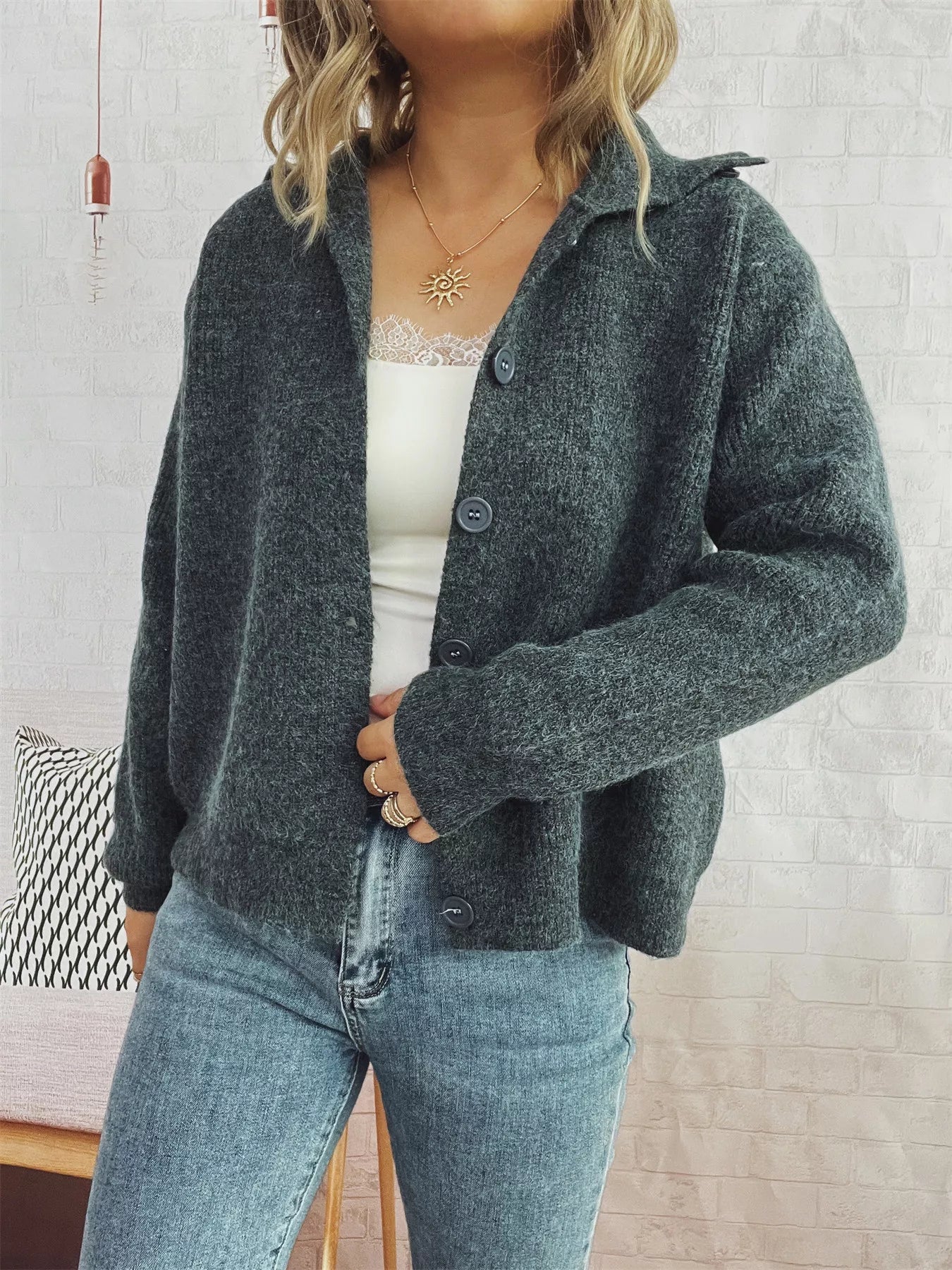 Ribbed Button-Up Cardigan 