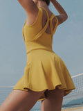 V-Neck Wide Strap Active Dress with Unitard Liner 